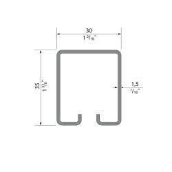 Stahl-Laufschiene 195 cm für Schiebetorbeschlag SLID'UP 1700-80, 30x35 mm, bis 80 kg je Tor, für hängende Tore, Industrietür - 3