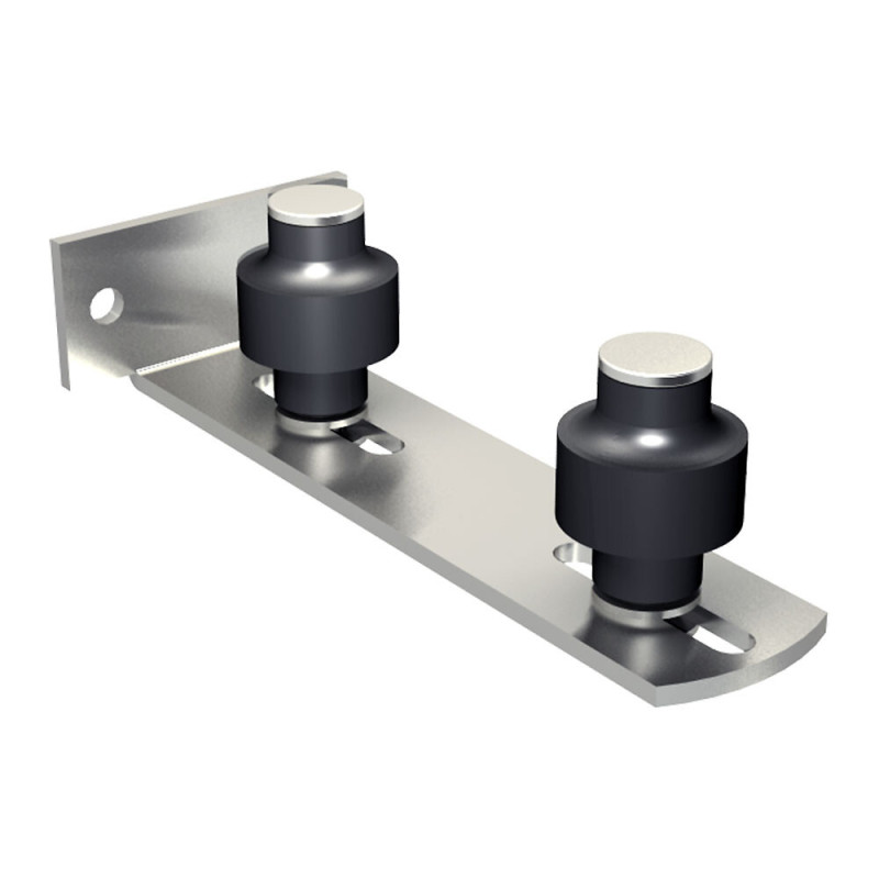 Horizontale Führung, seitlich anschraubbar, frontale Ausrichtung, 2 verstellbare Rollen je Ø 25 mm, Wandmontage - 1