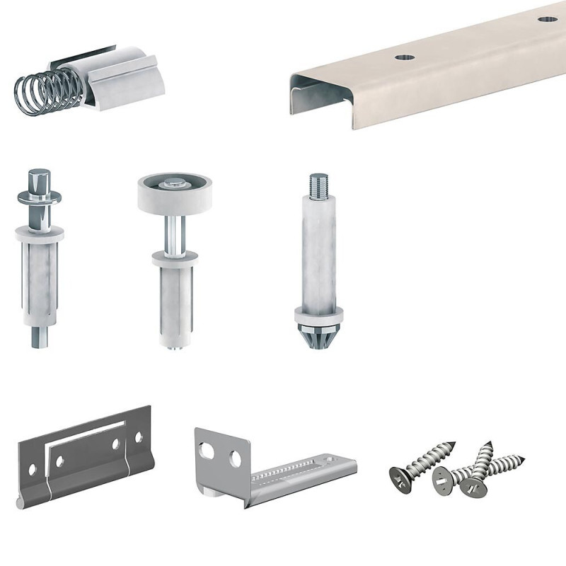 Schiebetürbeschlag FALTSYSTEM SLID'UP 200, Laufschiene 753 mm, für 2 Paneele bis 14 kg, für Falttüren, Schränke, Nischen - 1