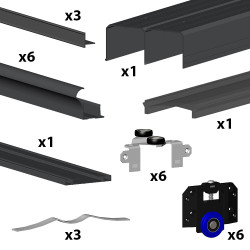 Schiebetürbeschlag SLID'UP 280 schwarz, 300 cm, für 3 Türen 18mm