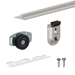 Schiebetürbeschlag SLID'UP 130, Laufschiene 200 cm, 3 Türen bis je 70 kg, für Schränke, Kleiderschränke, Wandschränke - 6