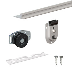 Schiebetürbeschlag SLID'UP 130, Laufschiene 150 cm, 2 Türen bis je 70 kg, für Schränke, Kleiderschränke, Wandschränke - 6