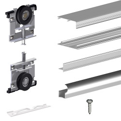 Schiebetürbeschlag SLID'UP 210, 270 cm, 16 mm, 3 Türen bis 70 kg, silber, für Schränke, Kleiderschränke, Wandschränke - 6