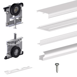 Schiebetürbeschlag SLID'UP 220, 180 cm, 18 mm, 2 Türen bis 70 kg, weiß, für Schränke, Kleiderschränke, Wandschränke - 7