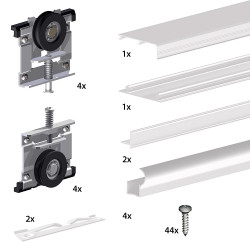 Schiebetürbeschlag SLID'UP 220, 180 cm, 18 mm, 2 Türen bis 70 kg, weiß, für Schränke, Kleiderschränke, Wandschränke - 8