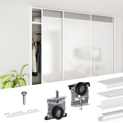 Schiebetürbeschlag SLID'UP 220, 270 cm, 18 mm, 3 Türen bis 70 kg, weiß, für Schränke, Kleiderschränke, Wandschränke - 7