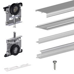 Schiebetürbeschlag SLID'UP 220, 180 cm, 18 mm, 2 Türen bis 70 kg, silber, für Schränke, Kleiderschränke, Wandschränke - 6
