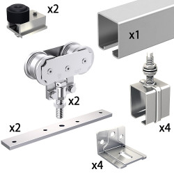 SLID'UP 1700-300 Schiebesystem für 1 Außentür bis 300 kg mit 1,95 m Laufschiene - Wandwinkel - 1