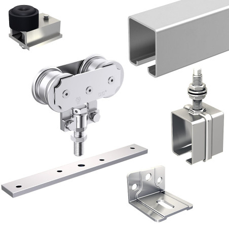 SLID'UP 1700-300 Schiebesystem für 1 Außentür bis 300 kg mit 1,95 m Laufschiene - Wandwinkel - 2