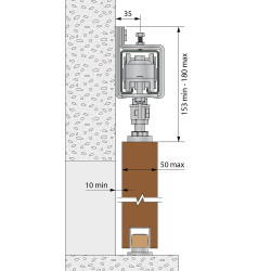 SLID'UP 1700-300 Schiebesystem für 1 Außentür bis 300 kg mit 3,90 m Laufschiene - Wandmuffen - 4