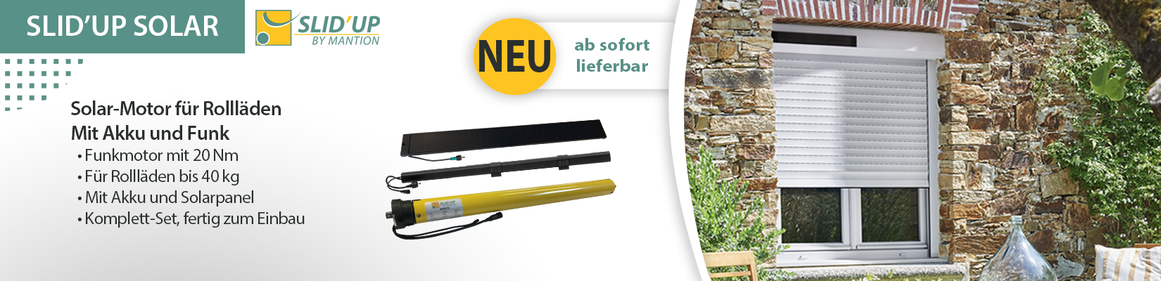 Jetzt neu: Rollladen Motor mit Solar und Akku!
